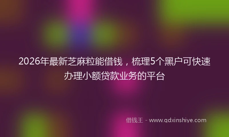 2026年最新芝麻粒能借钱，梳理5个黑户可快速办理小额贷款业务的平台