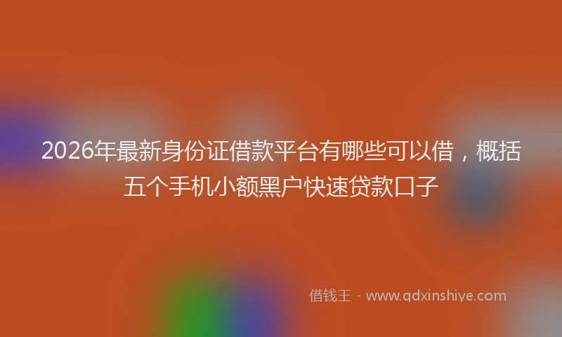 2026年最新身份证借款平台有哪些可以借，概括五个手机小额黑户快速贷款口子