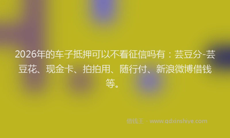 2026年的车子抵押可以不看征信吗有：芸豆分-芸豆花、现金卡、拍拍用、随行付、新浪微博借钱等。