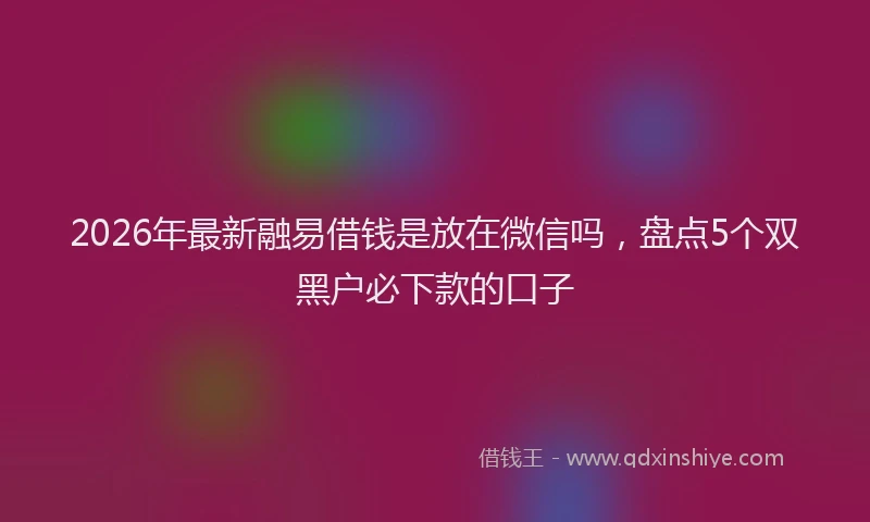 2026年最新融易借钱是放在微信吗，盘点5个双黑户必下款的口子