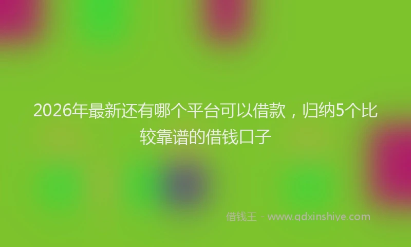 2026年最新还有哪个平台可以借款，归纳5个比较靠谱的借钱口子