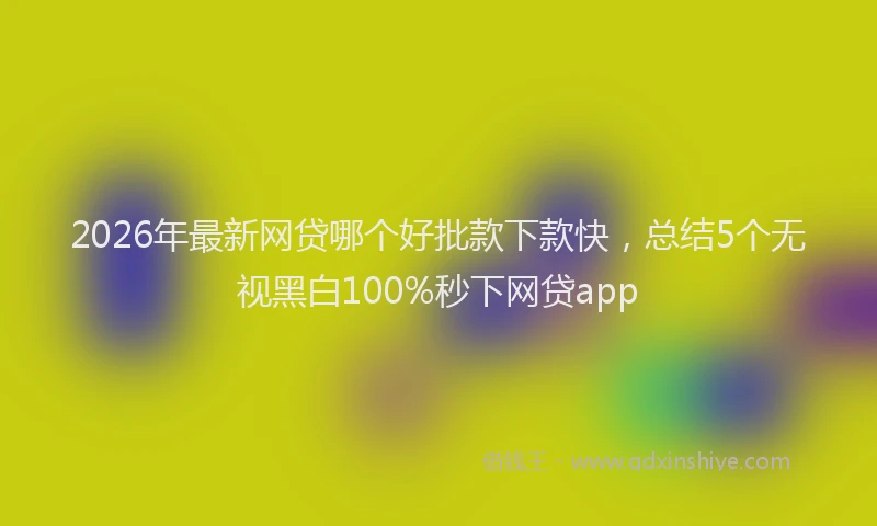 2026年最新网贷哪个好批款下款快，总结5个无视黑白100%秒下网贷app
