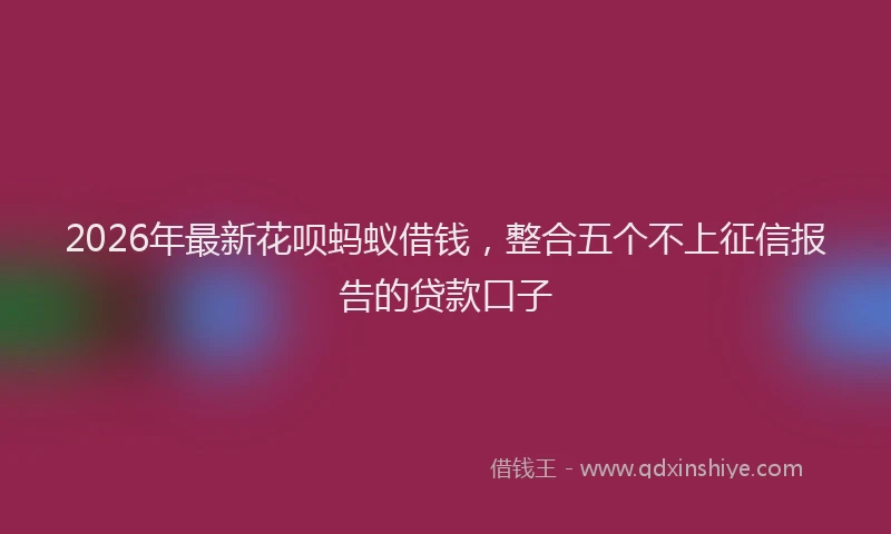 2026年最新花呗蚂蚁借钱，整合五个不上征信报告的贷款口子