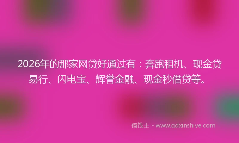 2026年的那家网贷好通过有：奔跑租机、现金贷易行、闪电宝、辉誉金融、现金秒借贷等。