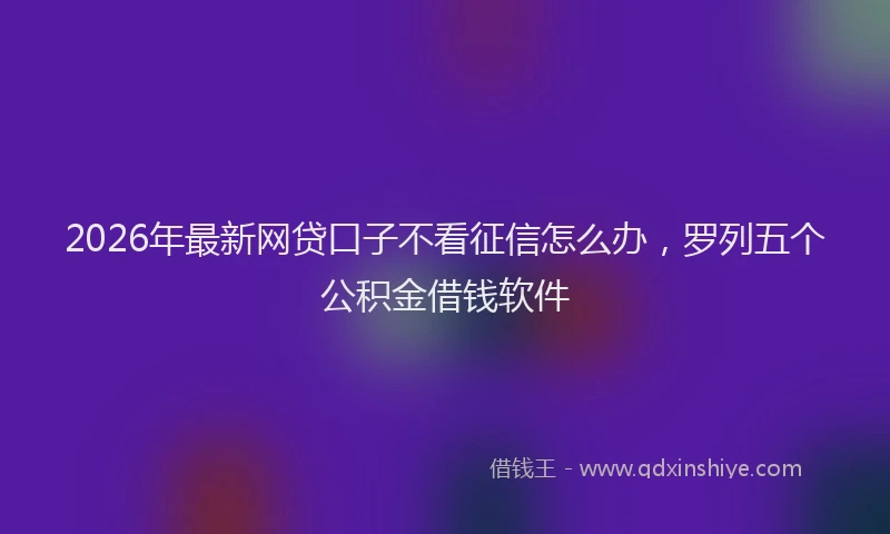 2026年最新网贷口子不看征信怎么办，罗列五个公积金借钱软件
