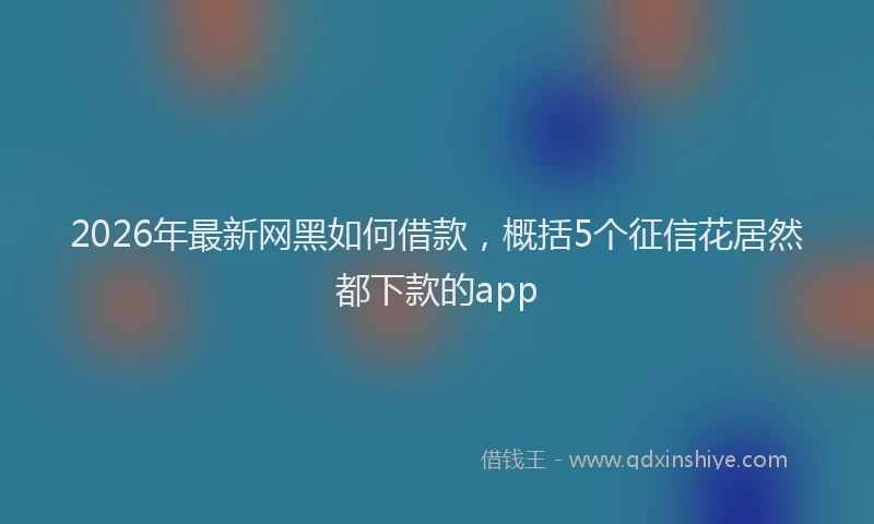 2026年最新网黑如何借款，概括5个征信花居然都下款的app