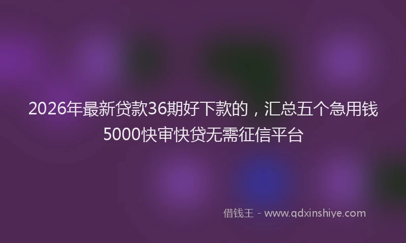 2026年最新贷款36期好下款的，汇总五个急用钱5000快审快贷无需征信平台