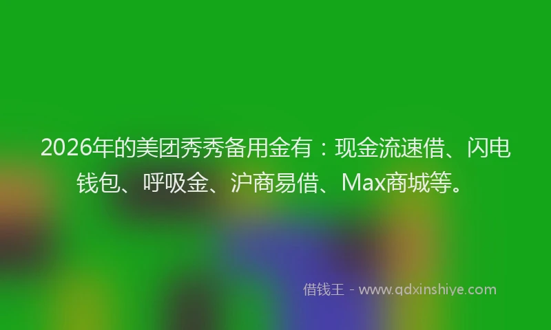 2026年的美团秀秀备用金有：现金流速借、闪电钱包、呼吸金、沪商易借、Max商城等。