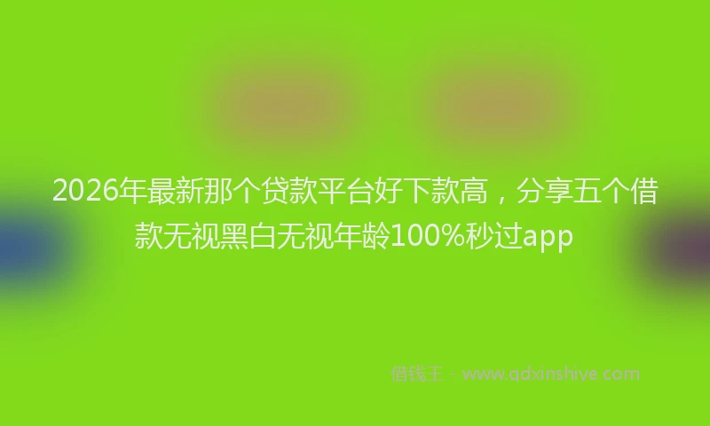 2026年最新那个贷款平台好下款高，分享五个借款无视黑白无视年龄100%秒过app