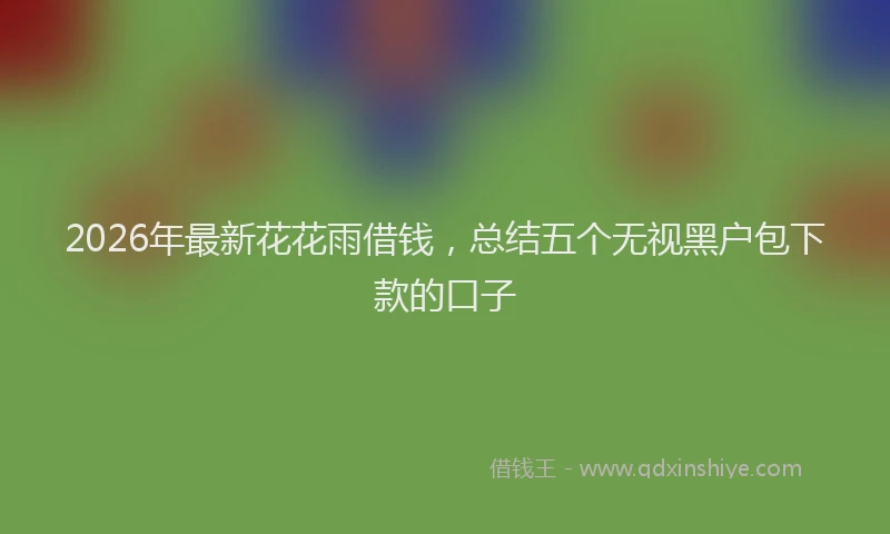 2026年最新花花雨借钱，总结五个无视黑户包下款的口子
