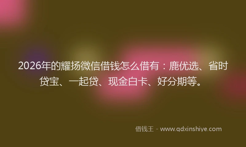 2026年的耀扬微信借钱怎么借有：鹿优选、省时贷宝、一起贷、现金白卡、好分期等。