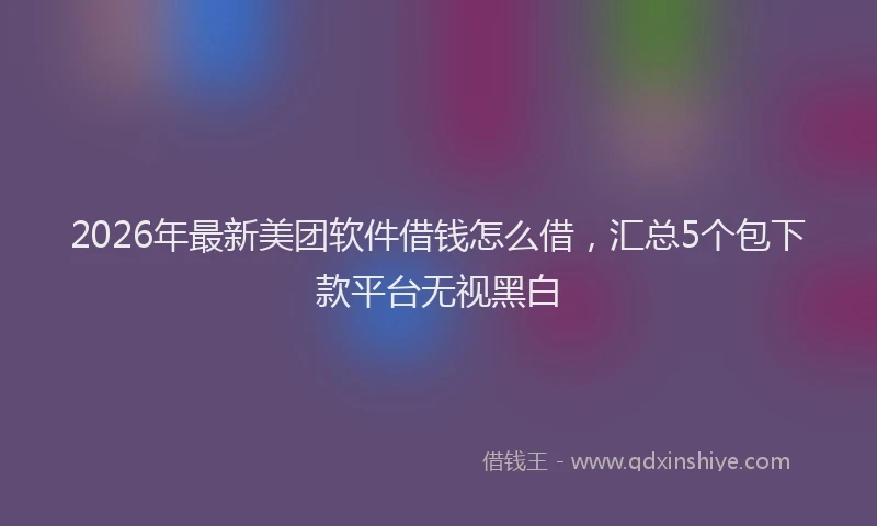 2026年最新美团软件借钱怎么借，汇总5个包下款平台无视黑白