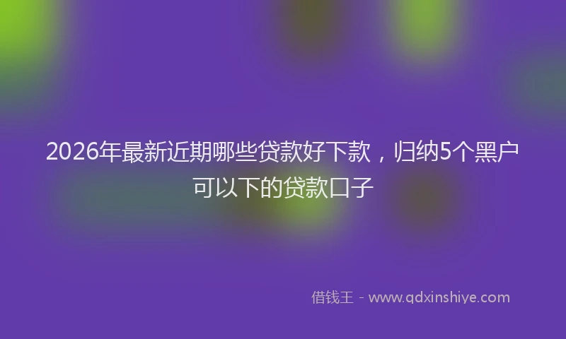 2026年最新近期哪些贷款好下款，归纳5个黑户可以下的贷款口子