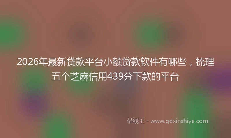 2026年最新贷款平台小额贷款软件有哪些，梳理五个芝麻信用439分下款的平台