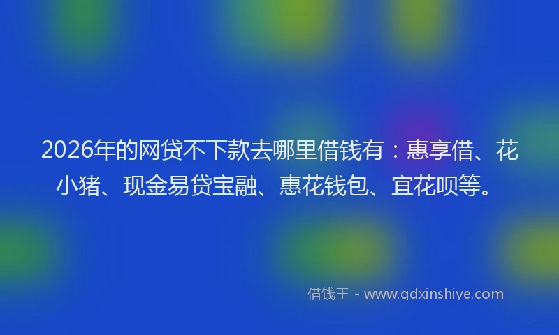 2026年的网贷不下款去哪里借钱有：惠享借、花小猪、现金易贷宝融、惠花钱包、宜花呗等。