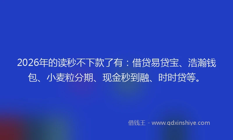 2026年的读秒不下款了有：借贷易贷宝、浩瀚钱包、小麦粒分期、现金秒到融、时时贷等。