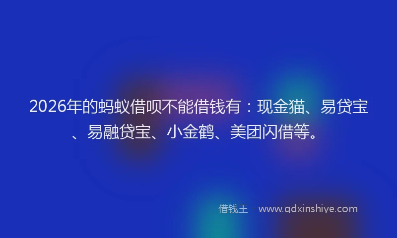 2026年的蚂蚁借呗不能借钱有：现金猫、易贷宝、易融贷宝、小金鹤、美团闪借等。