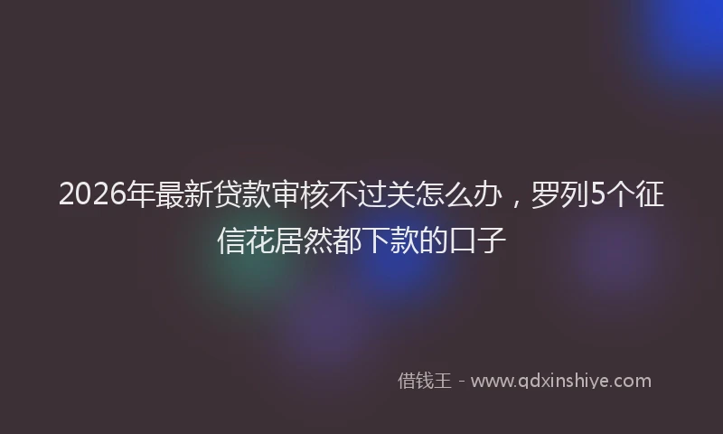 2026年最新贷款审核不过关怎么办，罗列5个征信花居然都下款的口子