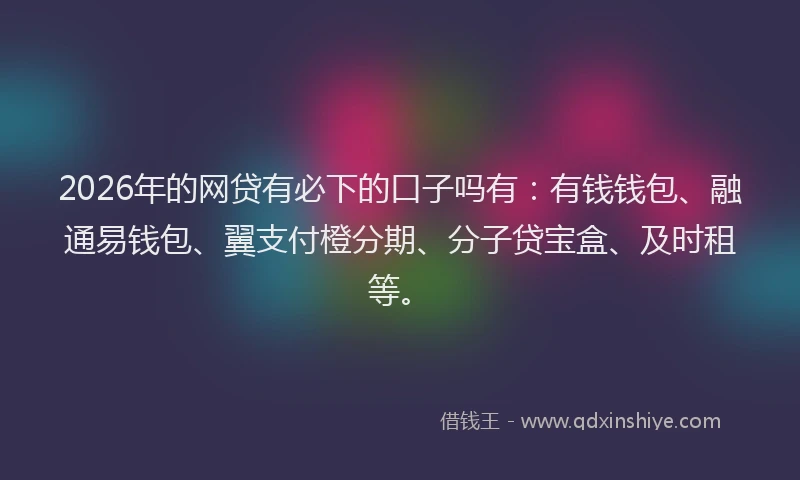 2026年的网贷有必下的口子吗有：有钱钱包、融通易钱包、翼支付橙分期、分子贷宝盒、及时租等。