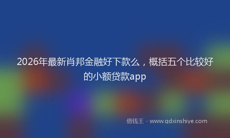 2026年最新肖邦金融好下款么，概括五个比较好的小额贷款app