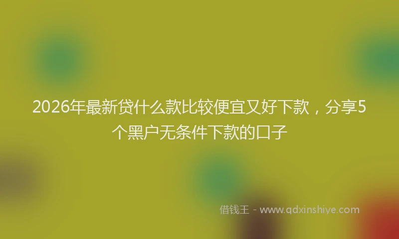 2026年最新贷什么款比较便宜又好下款，分享5个黑户无条件下款的口子
