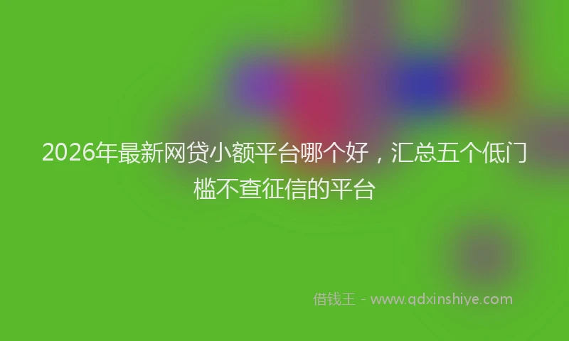 2026年最新网贷小额平台哪个好，汇总五个低门槛不查征信的平台