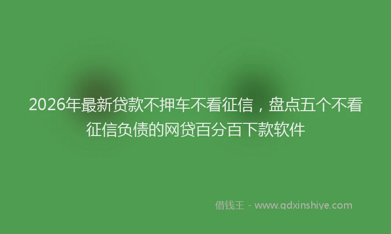 2026年最新贷款不押车不看征信，盘点五个不看征信负债的网贷百分百下款软件