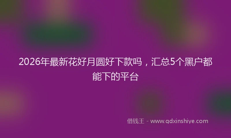 2026年最新花好月圆好下款吗，汇总5个黑户都能下的平台