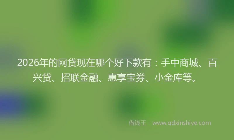 2026年的网贷现在哪个好下款有：手中商城、百兴贷、招联金融、惠享宝券、小金库等。