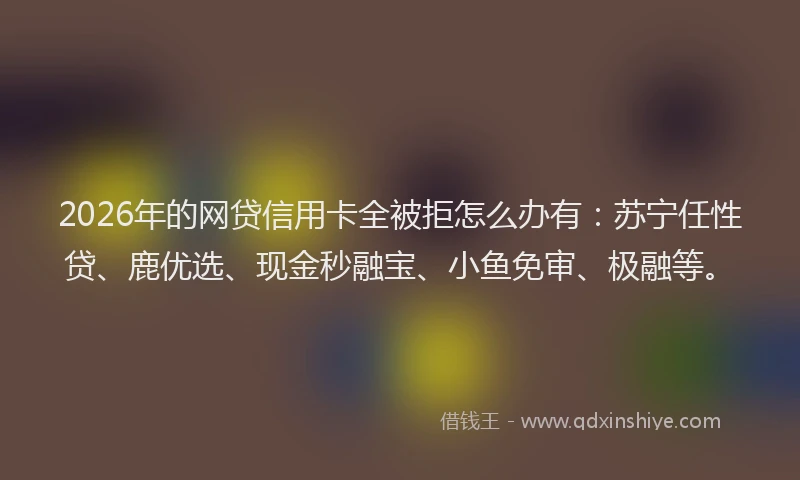 2026年的网贷信用卡全被拒怎么办有：苏宁任性贷、鹿优选、现金秒融宝、小鱼免审、极融等。