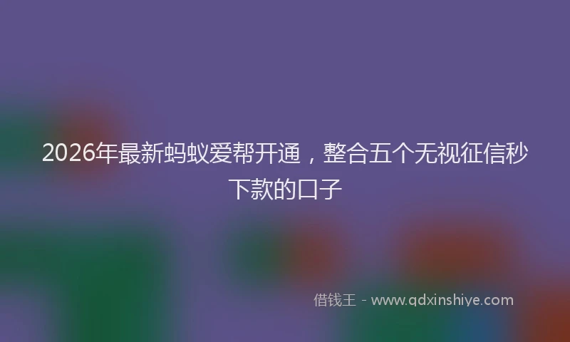 2026年最新蚂蚁爱帮开通，整合五个无视征信秒下款的口子