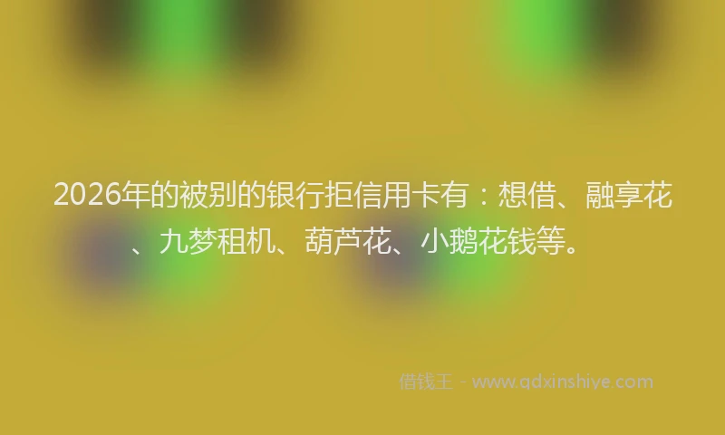 2026年的被别的银行拒信用卡有：想借、融享花、九梦租机、葫芦花、小鹅花钱等。