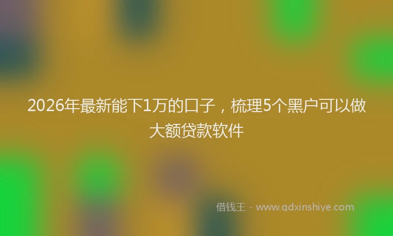 2026年最新能下1万的口子，梳理5个黑户可以做大额贷款软件