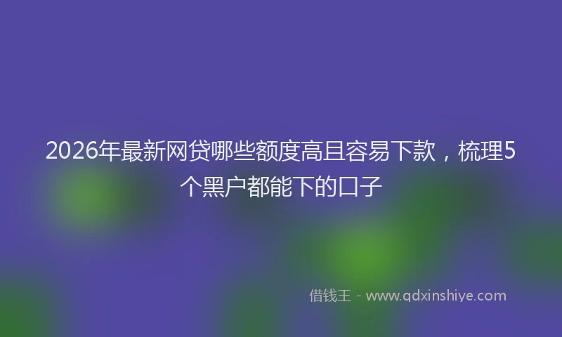 2026年最新网贷哪些额度高且容易下款，梳理5个黑户都能下的口子