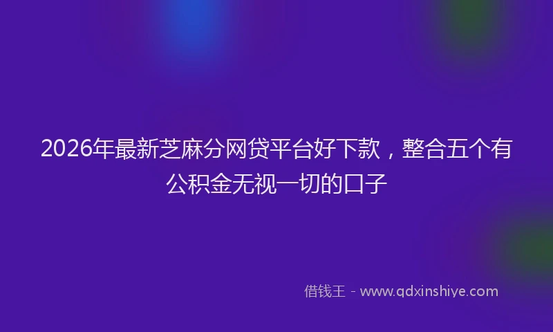 2026年最新芝麻分网贷平台好下款，整合五个有公积金无视一切的口子
