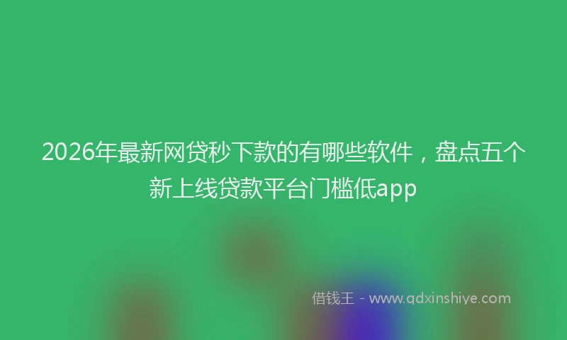 2026年最新网贷秒下款的有哪些软件，盘点五个新上线贷款平台门槛低app