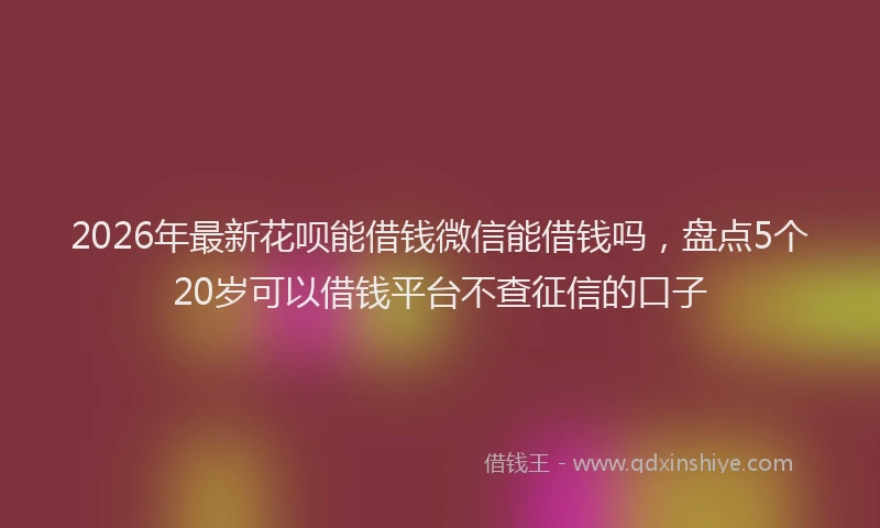 2026年最新花呗能借钱微信能借钱吗，盘点5个20岁可以借钱平台不查征信的口子
