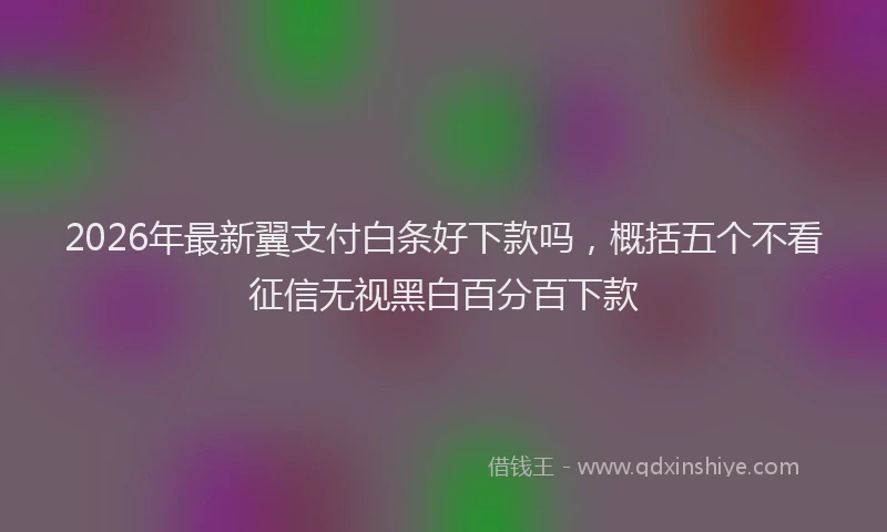 2026年最新翼支付白条好下款吗，概括五个不看征信无视黑白百分百下款