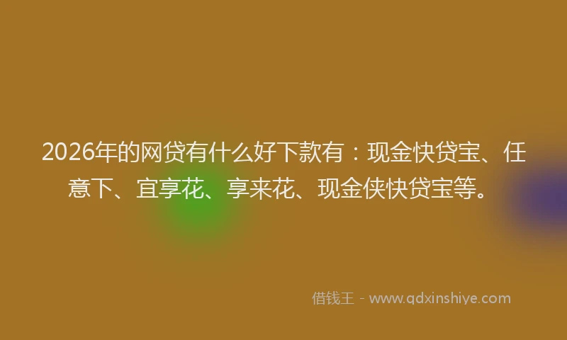 2026年的网贷有什么好下款有：现金快贷宝、任意下、宜享花、享来花、现金侠快贷宝等。