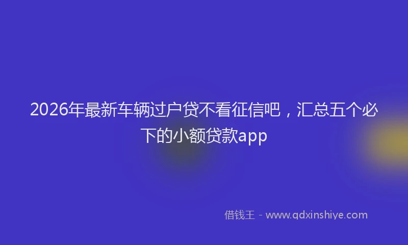 2026年最新车辆过户贷不看征信吧，汇总五个必下的小额贷款app