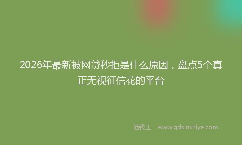2026年最新被网贷秒拒是什么原因，盘点5个真正无视征信花的平台