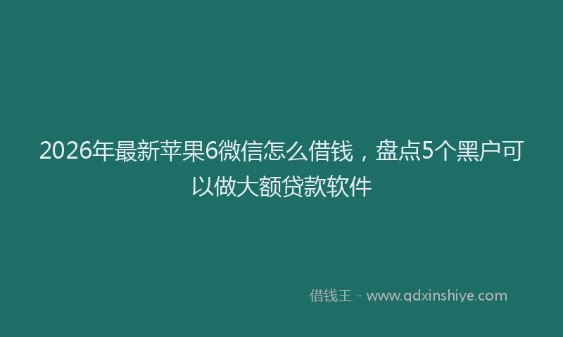 2026年最新苹果6微信怎么借钱，盘点5个黑户可以做大额贷款软件