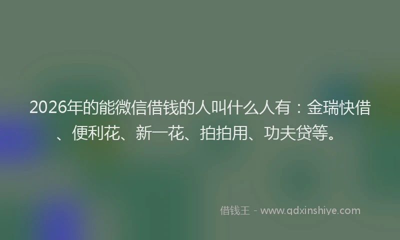 2026年的能微信借钱的人叫什么人有：金瑞快借、便利花、新一花、拍拍用、功夫贷等。