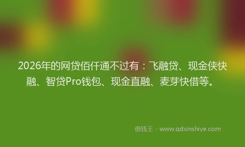 2026年的网贷佰仟通不过有：飞融贷、现金侠快融、智贷Pro钱包、现金直融、麦芽快借等。