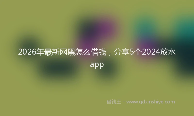 2026年最新网黑怎么借钱，分享5个2024放水app