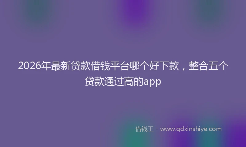 2026年最新贷款借钱平台哪个好下款，整合五个贷款通过高的app