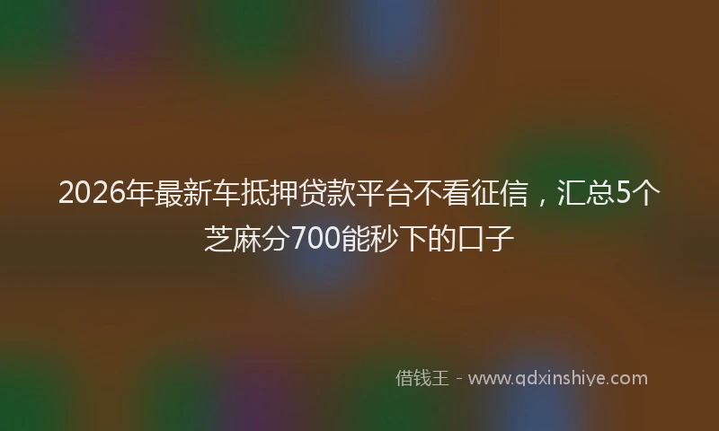 2026年最新车抵押贷款平台不看征信，汇总5个芝麻分700能秒下的口子