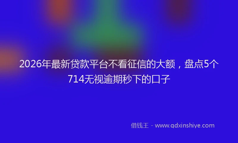 2026年最新贷款平台不看征信的大额，盘点5个714无视逾期秒下的口子