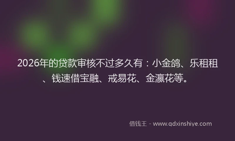 2026年的贷款审核不过多久有：小金鸽、乐租租、钱速借宝融、戒易花、金瀛花等。
