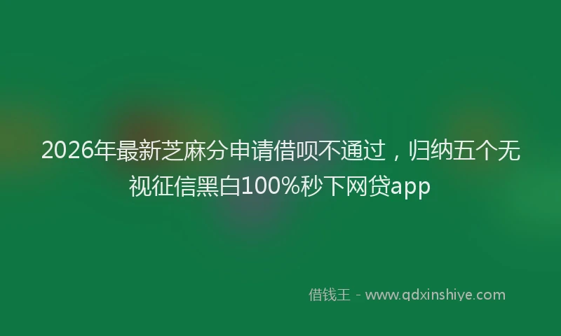 2026年最新芝麻分申请借呗不通过，归纳五个无视征信黑白100%秒下网贷app
